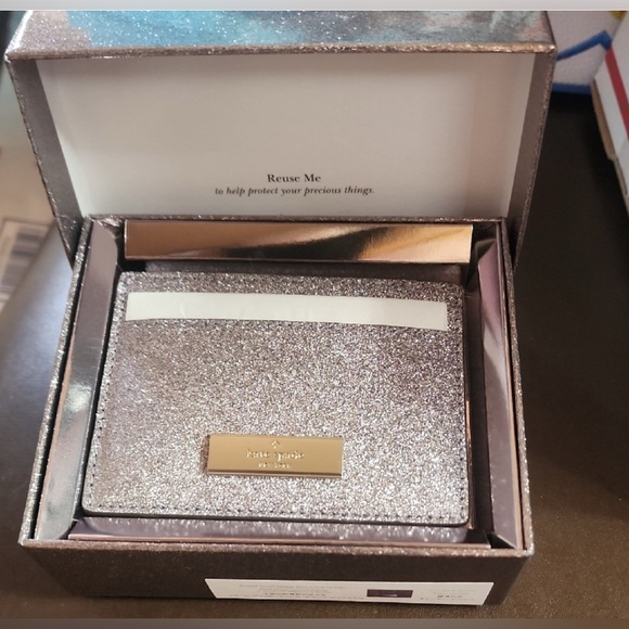 kate spade Accessories - Kate Spade NIB Glittering Silver Card Holder